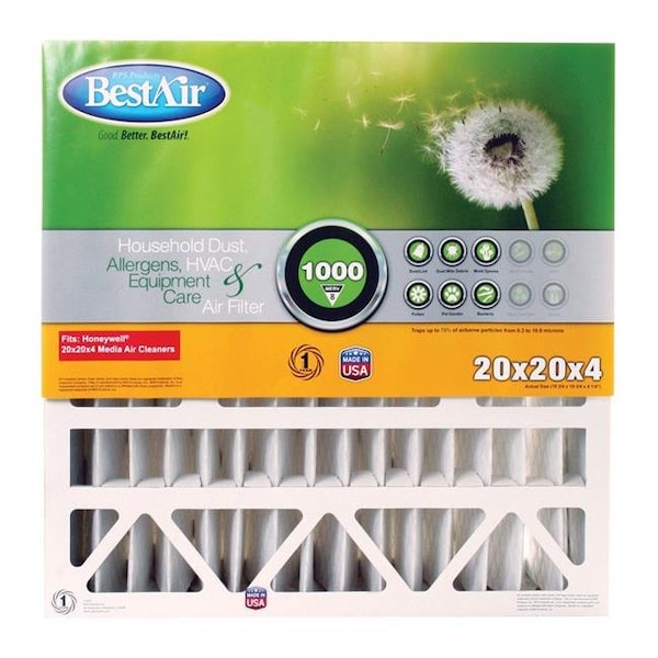 Bestair 4823290 20 x 20 x 4 in. 8 MERV Pleated Air Filter - Case of 3 4823290 - main
